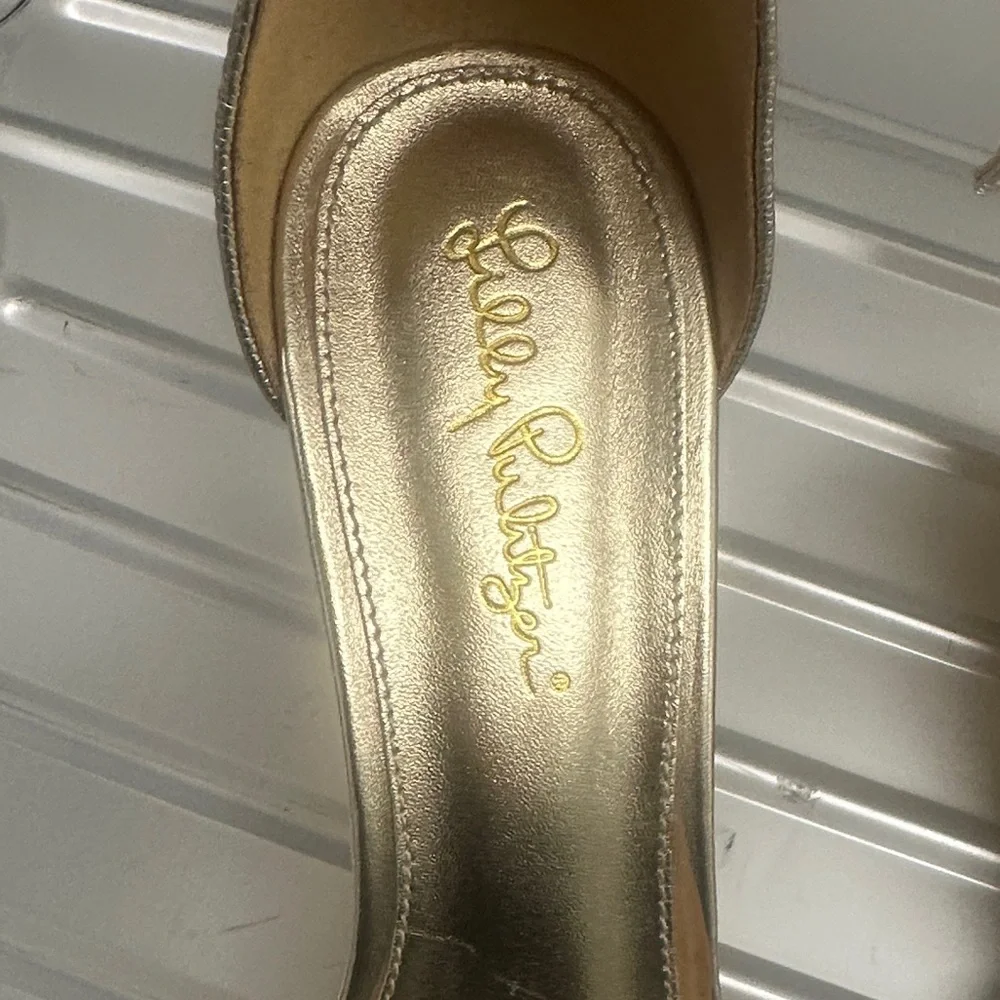 Lilly Pulitzer Gold Espadrille Ankle-Strap Block Heels